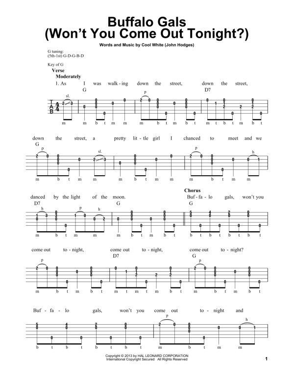 Michael Miles Buffalo Gals (Won't You Come Out Tonight?) Musik Noten - Banjo Tab - 178297-0