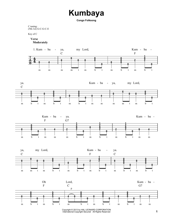 Michael Miles Kumbaya Musik Noten - Banjo Tab - 178277-0