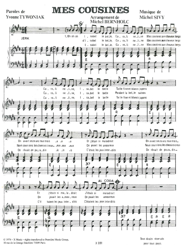 Michel Sivy Mes Cousines Musik Noten - Piano & Vocal - 119772-0