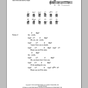 Moonglows Sincerely Musik Noten - Ukulele Chords/Lyrics - 150801-0