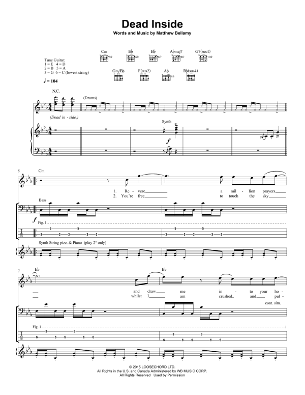 Muse Dead Inside Musik Noten - Guitar Tab - 160859-0