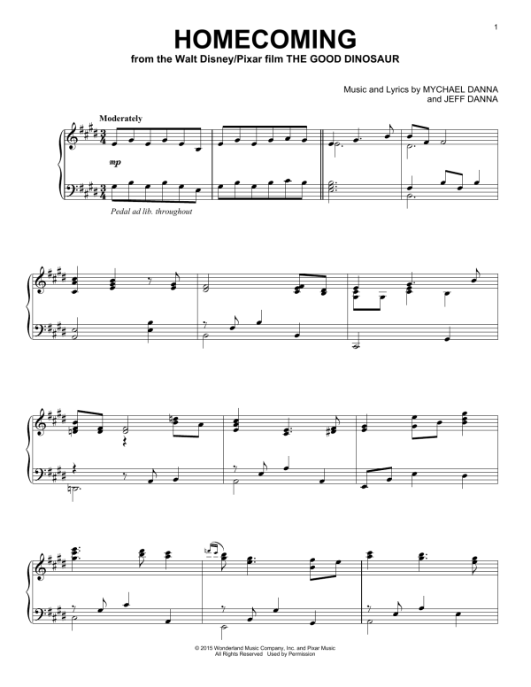 Mychael & Jeff Danna Homecoming Musik Noten - Piano Solo - 163419-0