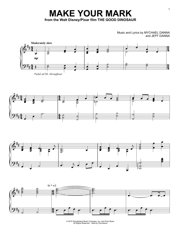 Mychael & Jeff Danna Make Your Mark Musik Noten - Piano Solo - 163422-0