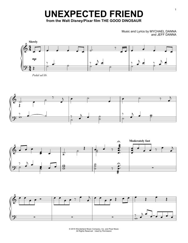 Mychael & Jeff Danna Unexpected Friend Musik Noten - Piano Solo - 163431-0