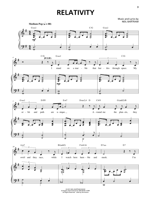 Neil Bartram Relativity (from The Theory Of Relativity) Musik Noten - Piano & Vocal - 174897-0