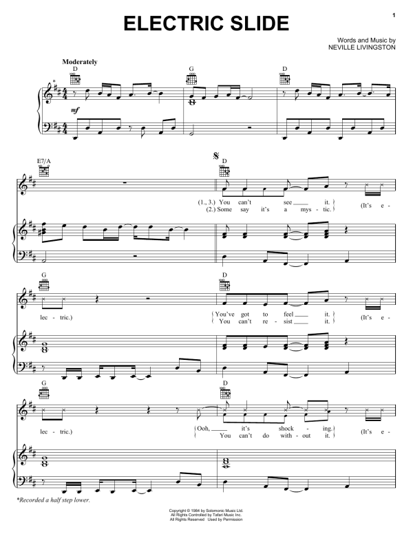 Neville Livingston Electric Slide Musik Noten - Piano, Vocal & Guitar Chords - 155211-0