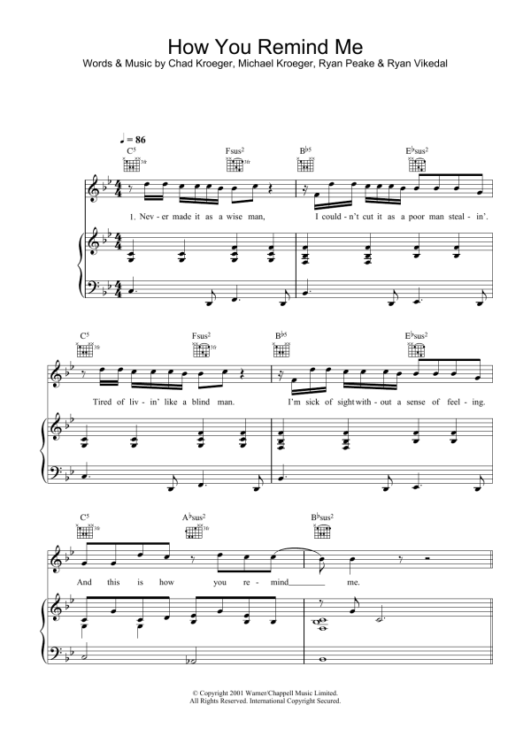 Nickelback How You Remind Me Musik Noten - Ukulele - 152136-0