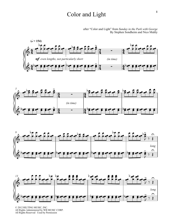 Nico Muhly Color And Light Musik Noten - Piano Solo - 179214-0
