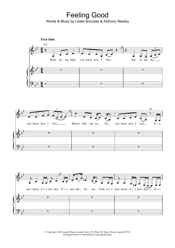Nina Simone Feeling Good Musik Noten - Easy Piano - 103925-0
