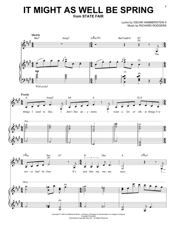 Nina Simone It Might As Well Be Spring Musik Noten - Piano & Vocal - 154717-0