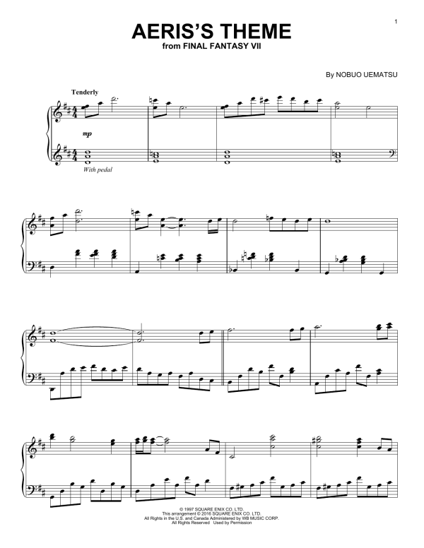 Nobuo Uematsu Aeris's Theme (from Final Fantasy VII) Musik Noten - Piano Solo - 163105-0