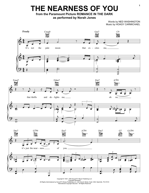 Norah Jones The Nearness Of You Musik Noten - Piano Chords/Lyrics - 109548-0