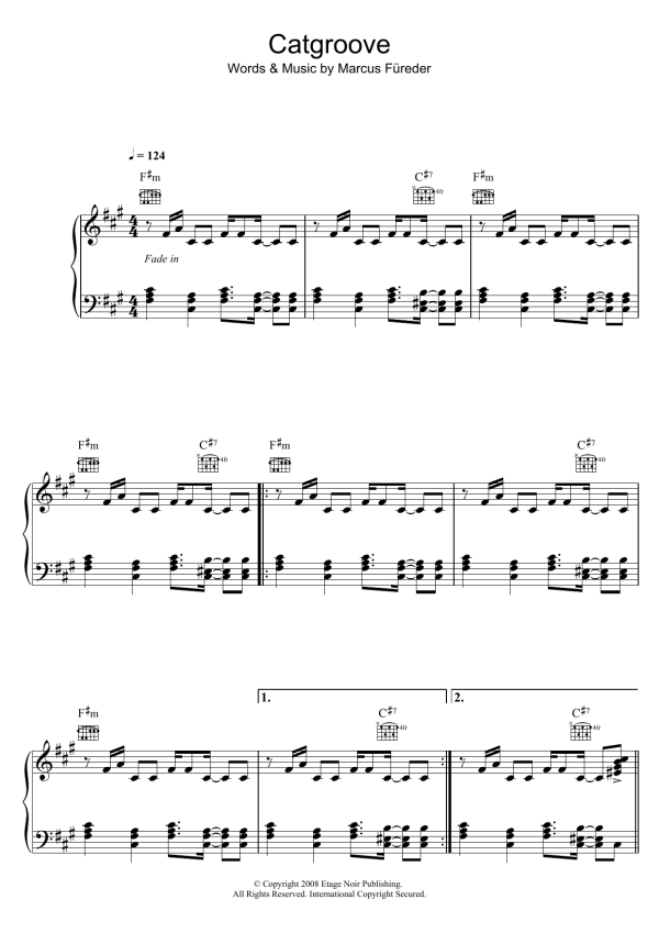 Parov Stellar Catgroove Musik Noten - Piano Solo - 120070-0
