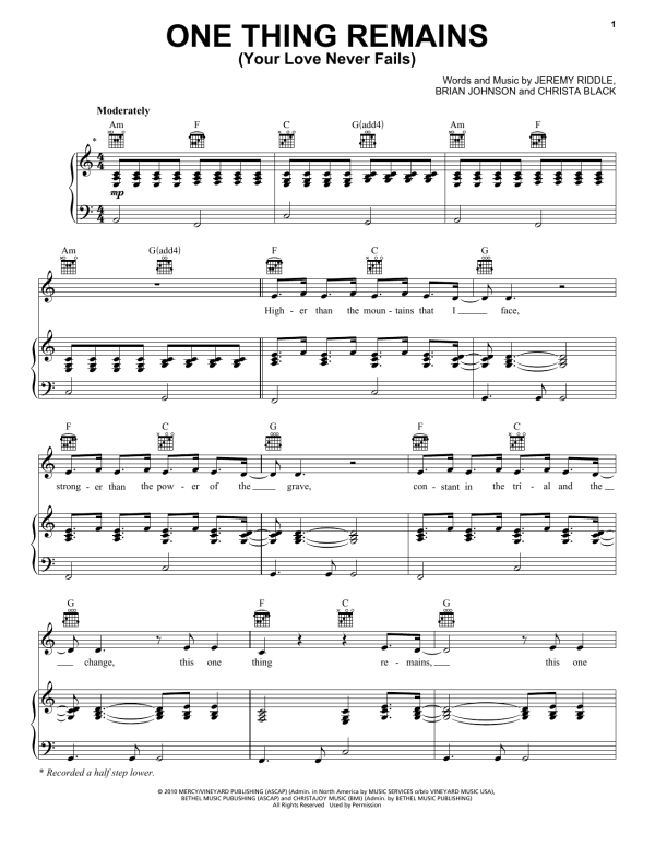Passion One Thing Remains (Your Love Never Fails) Musik Noten - Lead Sheet / Fake Book - 178832-0