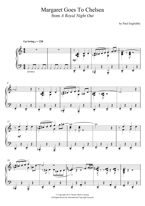 Paul Englishby Margaret Goes To Chelsea (From 'A Royal Night Out') Musik Noten - Piano Solo - 121435-0