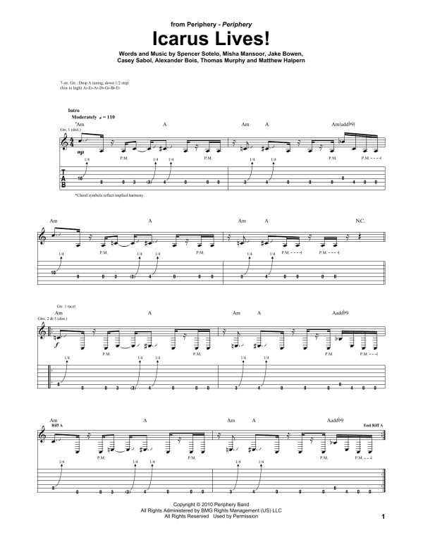Periphery Icarus Lives! Musik Noten - Guitar Tab - 160919-0