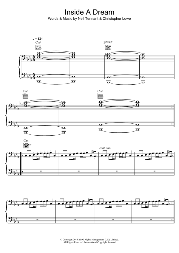 Pet Shop Boys Inside A Dream Musik Noten - Piano, Vocal & Guitar Chords - 123433-0