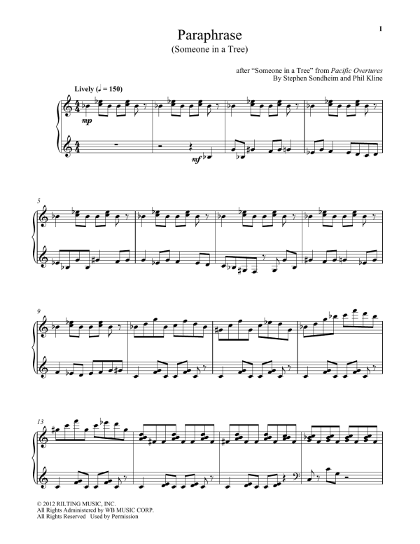 Phil Kline Paraphrase (Someone In A Tree) Musik Noten - Piano Solo - 179227-0