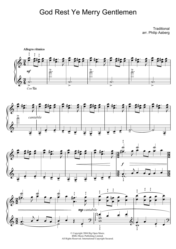 Philip Aaberg God Rest Ye Merry Gentlemen Musik Noten - Piano Solo - 110593-0