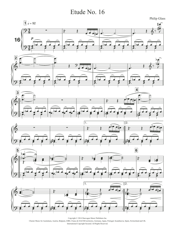 Philip Glass Etude No. 16 Musik Noten - Piano Solo - 119830-0