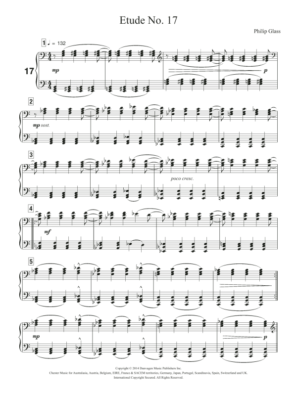 Philip Glass Etude No. 17 Musik Noten - Piano Solo - 119883-0