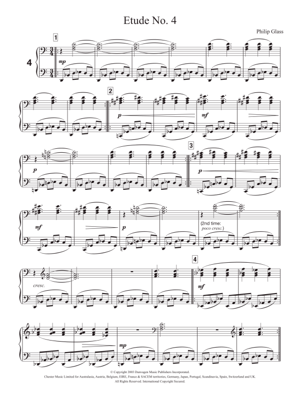 Philip Glass Etude No. 4 Musik Noten - Piano Solo - 121164-0