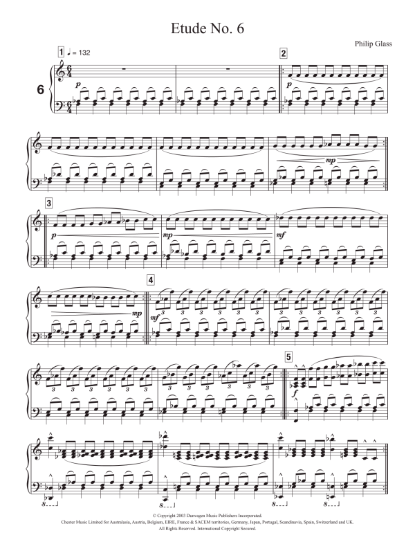 Philip Glass Etude No. 6 Musik Noten - Piano Solo - 121166-0