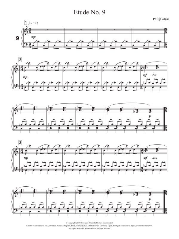Philip Glass Etude No. 9 Musik Noten - Piano Solo - 121169-0