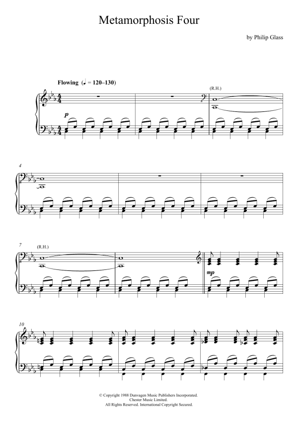 Philip Glass Metamorphosis Four Musik Noten - Piano Solo - 118903-0