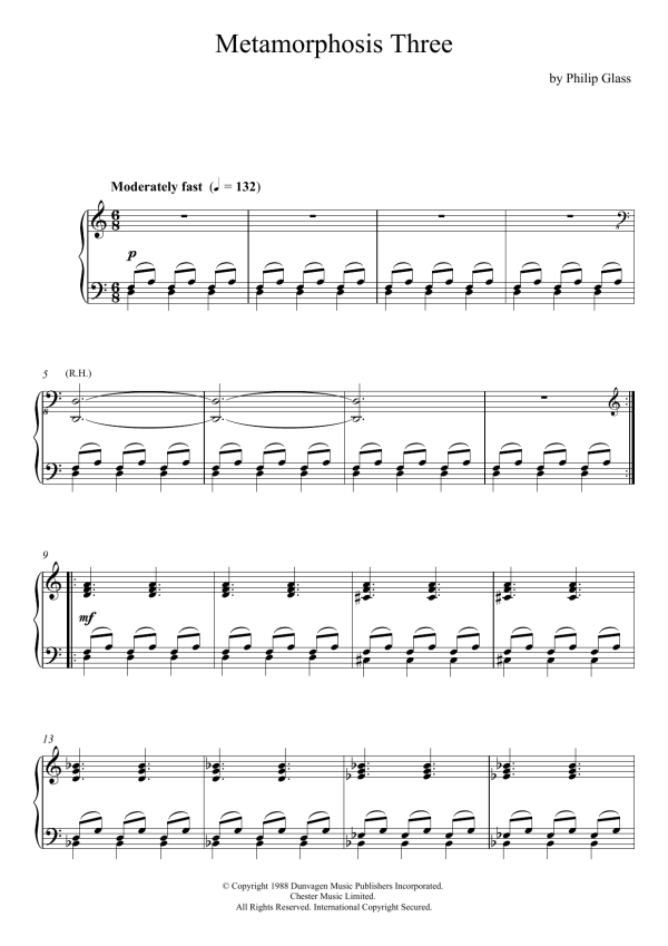Philip Glass Metamorphosis Three Musik Noten - Piano Solo - 118879-0