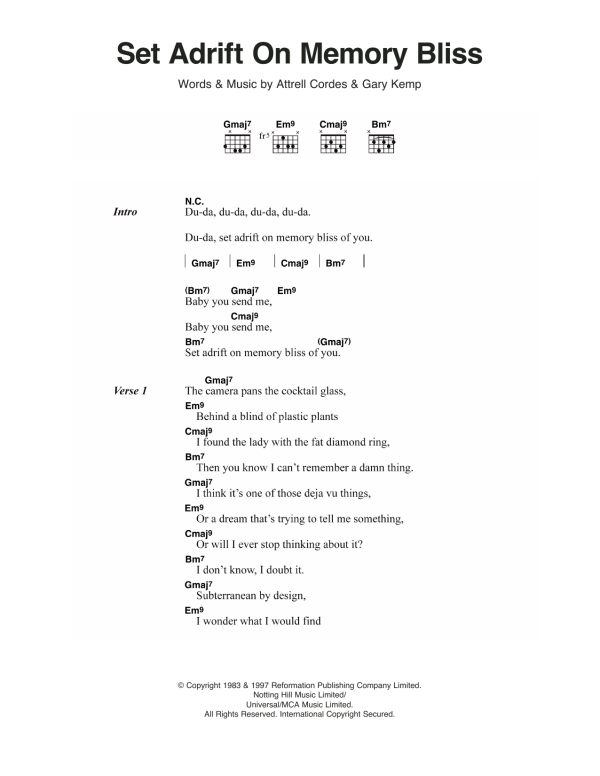 P.M. Dawn Set Adrift On Memory Bliss Musik Noten - Guitar Chords/Lyrics - 116763-0
