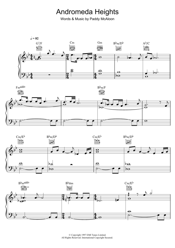 Prefab Sprout Andromeda Heights Musik Noten - Piano, Vocal & Guitar Chords - 123994-0
