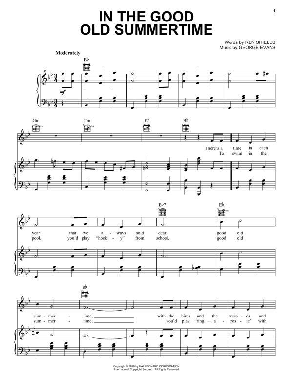 Ren Shields and George Evans In The Good Old Summertime Musik Noten - Banjo Tab - 178282-0