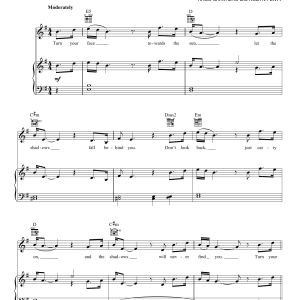 Rihanna Towards The Sun Musik Noten - Piano, Vocal & Guitar Chords - 160491-0