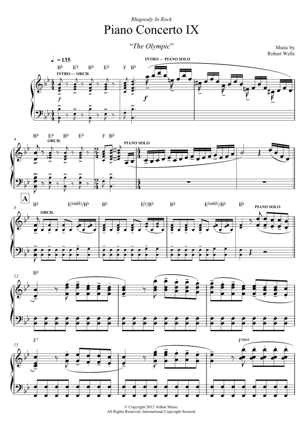 Robert Wells Piano Concerto: IX. The Olympic Musik Noten - Piano Solo - 122153-0