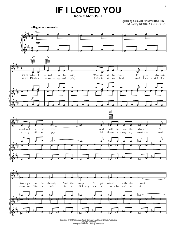 Rodgers & Hammerstein If I Loved You Musik Noten - Piano & Vocal - 179022-0
