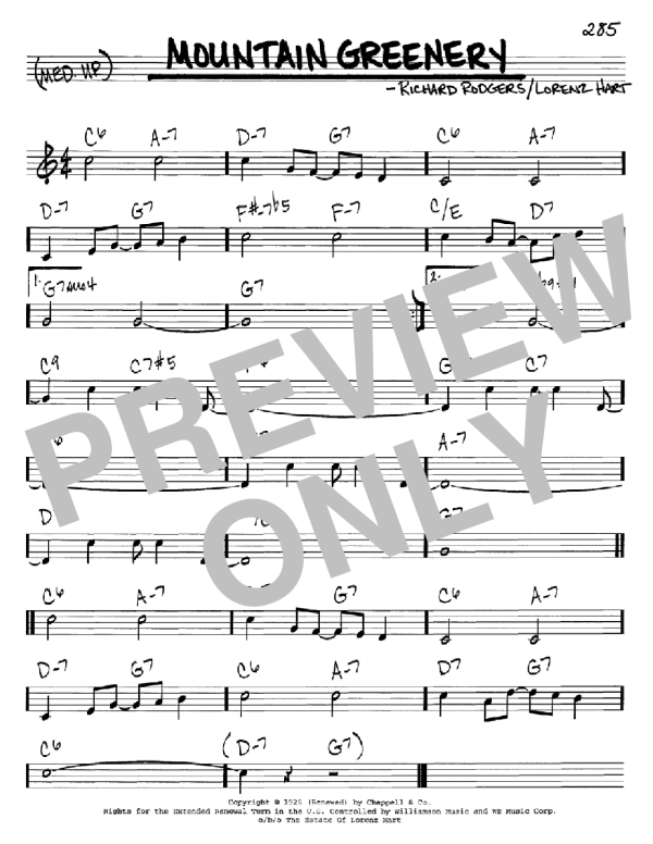 Rodgers & Hart Mountain Greenery Musik Noten - Piano, Vocal & Guitar Chords - 110623-0