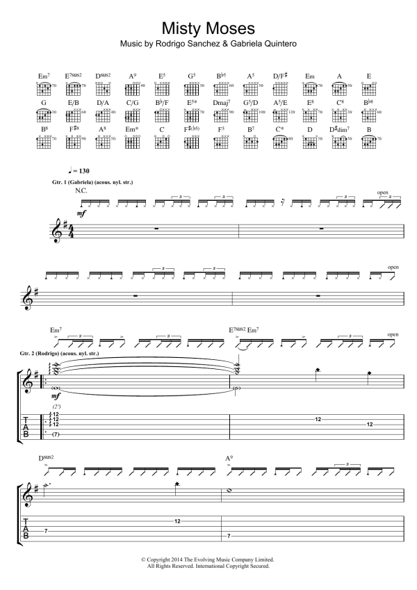 Rodrigo y Gabriela Misty Moses Musik Noten - Guitar Tab - 119224-0