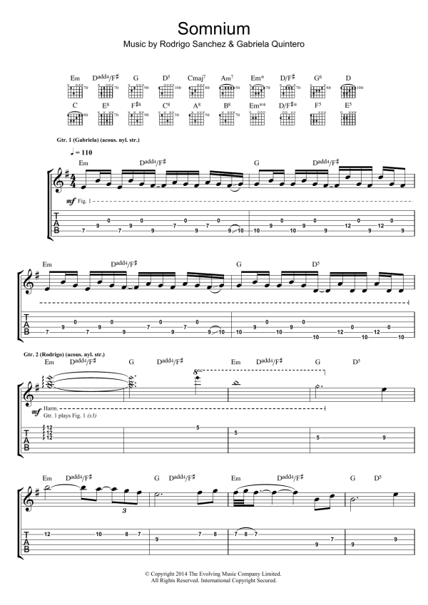Rodrigo y Gabriela Somnium Musik Noten - Guitar Tab - 119225-0