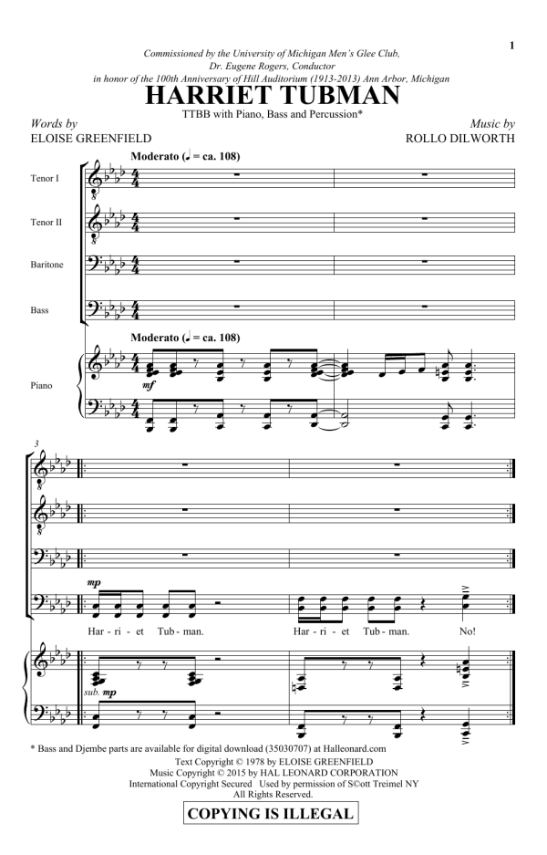 Rollo Dilworth Harriet Tubman Musik Noten - TTBB Choir - 161988-0