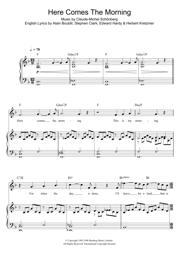 Russell Watson Here Comes The Morning (From Martin Guerre) Musik Noten - Piano & Vocal - 117472-0