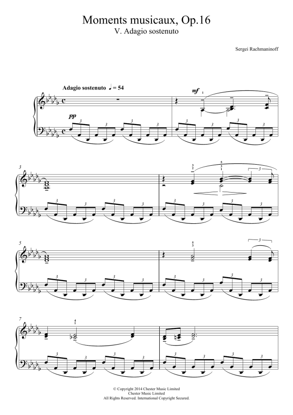 Sergei Rachmaninoff Moments musicaux Op.16, No.5 Adagio sostenuto Musik Noten - Piano Solo - 117638-0
