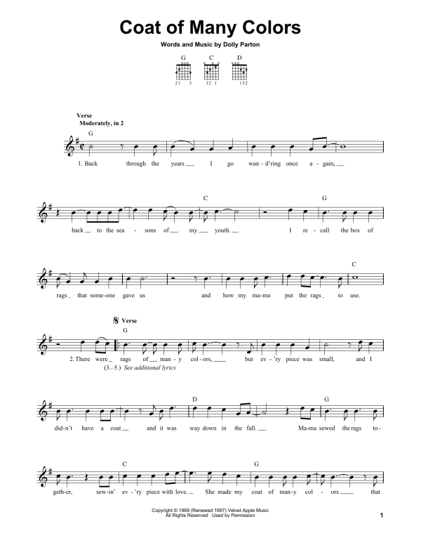 Shania Twain with Alison Krauss & Union Station Coat Of Many Colors Musik Noten - Easy Guitar - 156603-0