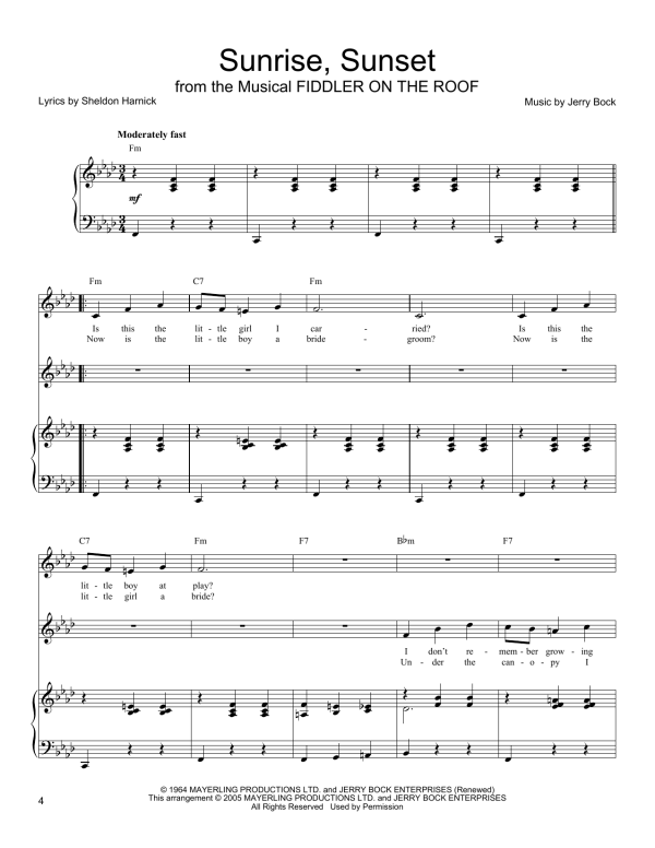 Sheldon Harnick Sunrise, Sunset (from Fiddler On The Roof) Musik Noten - Vocal Duet - 178674-0