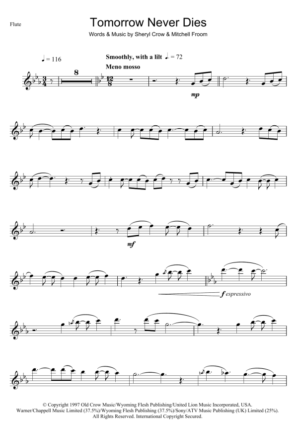 Sheryl Crow Tomorrow Never Dies Musik Noten - Easy Piano - 116945-0