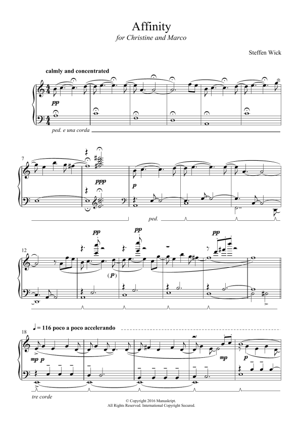 Steffen Wick Affinity Musik Noten - Piano Solo - 123486-0