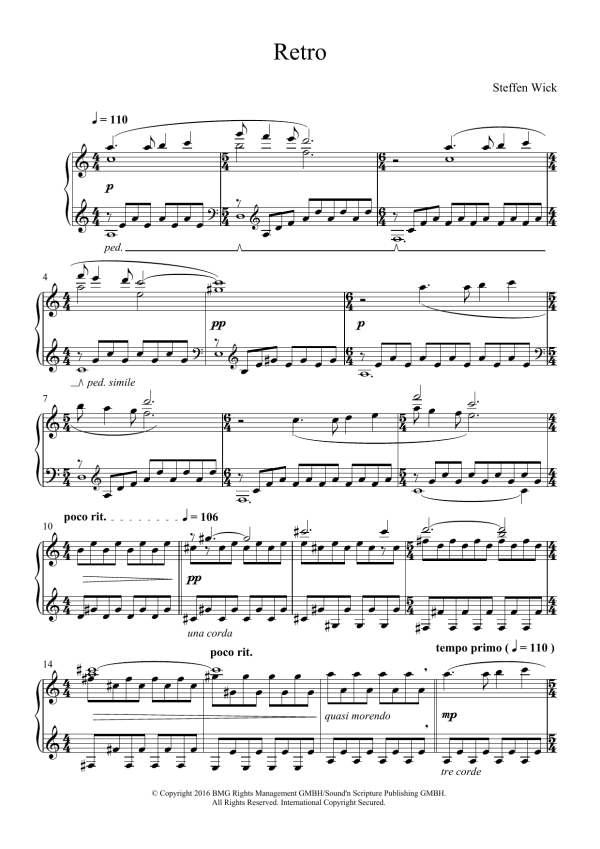 Steffen Wick Retro Musik Noten - Piano Solo - 123475-0