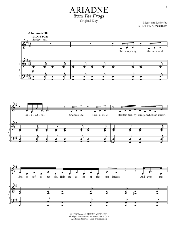 Stephen Sondheim Ariadne Musik Noten - Piano & Vocal - 150981-0