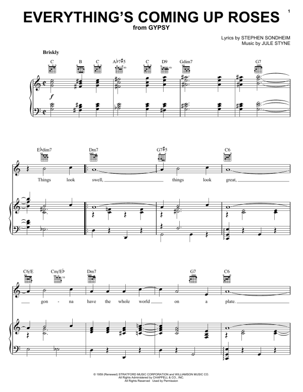 Stephen Sondheim Everything's Coming Up Roses Musik Noten - Piano & Vocal - 179017-0