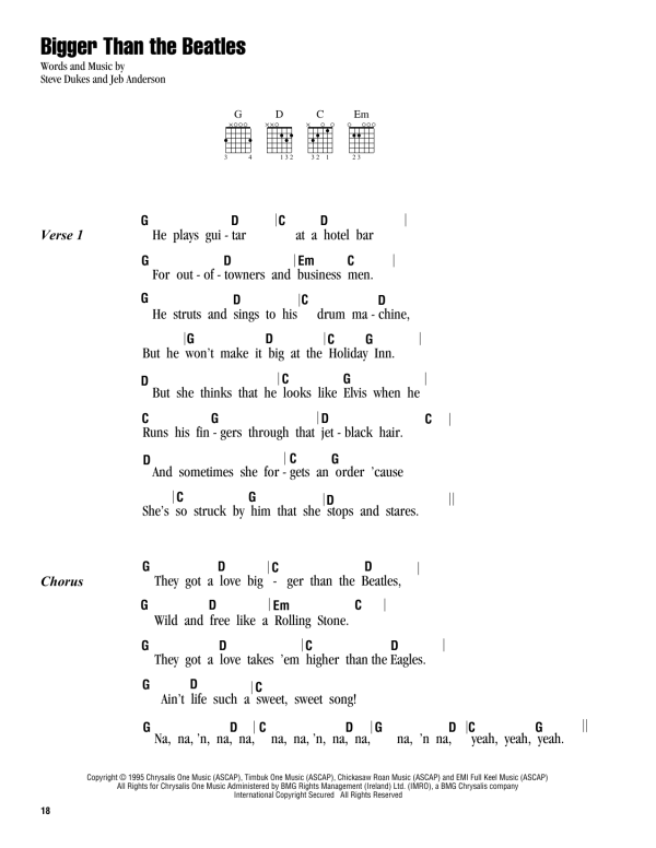 Steve Dukes Bigger Than The Beatles Musik Noten - Guitar Chords/Lyrics - 162486-0